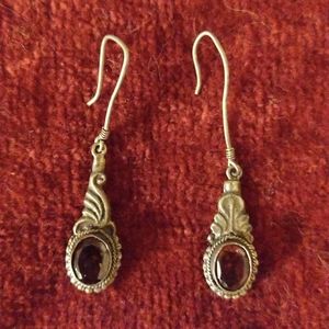 Genuine garnet and silver handmade earrings